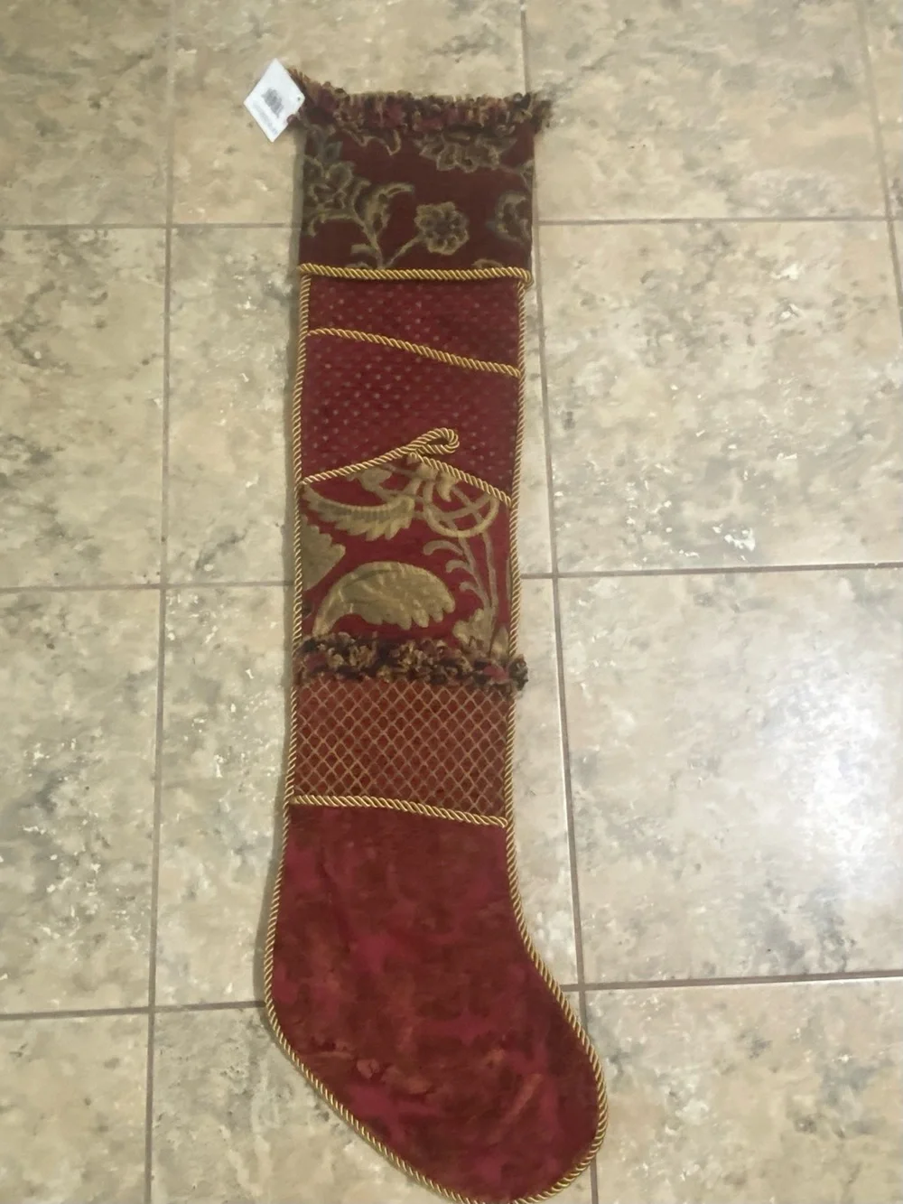 Vintage C&F Enterprise 36”H Victorian Christmas 4 Pocket Velvet Stocking New